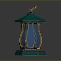 Decorative Furniture Lantern With Green Top Blue Body And Yellow Stripes