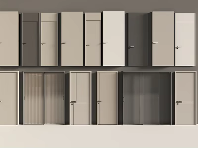 Modern Hinged Doors In Various Colors And Panel Designs For Interior 3d model