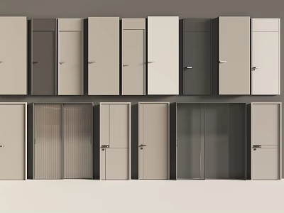 Modern Hinged Doors In Various Colors And Panel Designs For Interior 3d model