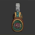 Traditional Decorative Axe With Sharp Metal Head And Colorful Patterned Handle