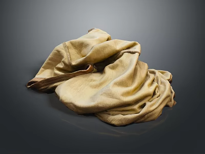 Beige Crumpled Everyday Household Towel With Soft Texture On Dark Background 3d model