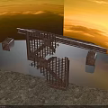 Rusted Metal Staircase Structure With Industrial Style Support Posts And Steps