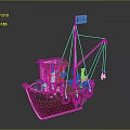 Toy Boat Shaped Computer Case With Green Roof Red Cabin And Mast