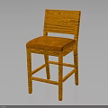 Orange Bar Stool With Woven Textured Legs And Square Padded Seat