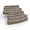 Rustic Spiral Stone Stairs With Mossy Texture And Curved Design Architectural Element 3d model