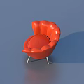 Vibrant Orange Petal Shaped Single Chair With Metal Legs Modern Design