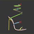 Colorful Butterflies Decorate Pink High Heels With Green Straps And Details