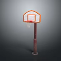 Outdoor Basketball Hoop With White Backboard Orange Rim And Brown Pole