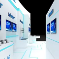 Modern Exhibition Booth for 5G Industrial Park with Smart Park Displays and Digital Screens
