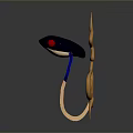Colorful Snake Shaped 3D Sculpture With Blue Red Sections And Golden Curved Accents