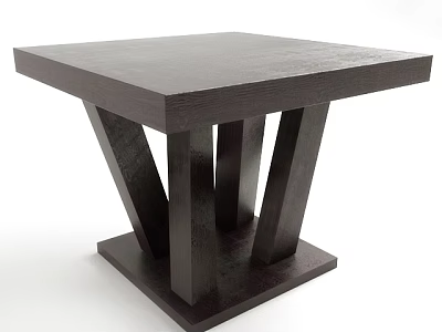 Dark Wooden Side Table With Square Top And Slanting Support Legs Design 3d model
