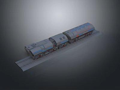Detailed 3D Rendered Train With Multiple Carriages On Railway Track Modern Design And Gray Background 3d model