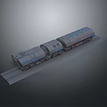 Detailed 3D Rendered Train With Multiple Carriages On Railway Track Modern Design And Gray Background
