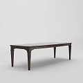 Elegant Dark Wooden Dining Table With Rectangular Top And Sleek Carved Legs Design 3d model