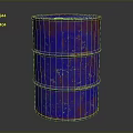 Rusty Blue And Red Barrel With Peeling Paint Texture On Gray Background