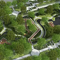 Scenic Urban Park Landscape With Lush Trees Curved Paths Green Lawns And Water Ponds