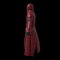 Red Armored Game Movie Character With Long Robe Helmet And Black Gloves
