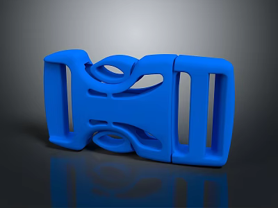Blue Plastic Buckle Product With Curved Holes And Smooth Surface Design 3d model