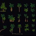 Coconut Tree Hanging Decor With Various Styles And Tropical Design Elements 3d model