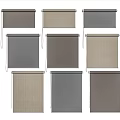Stylish Roller Blinds Collection Showcasing Multiple Neutral Colors And Textured Fabrics 3d model