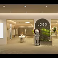 Modern Clothing Store Interior With Beige Decor Curved Design Mirrors Sofa Green Plant Display Racks