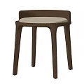 Modern Minimalist Stool With Wooden Legs Curved Backrest And Beige Cushioned Seat