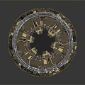 Circular Modern Landscape Design With Metallic Golden Accents And Layered Geometric Structures