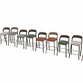 Modern Design Bar Stools With Curved Backrest Wooden Frame Upholstered Seat And Metal Footrest