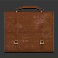 Classic Stylish Red Leather Briefcase With Brown Handle And Golden Buckle Straps