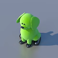 Cute Green Puppy Doll With Black Ears Nose And Paws On Gray Background