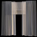 Elegant Double Layer Linen Curtains With Sheer Light Filtering And Draped Design 3d model
