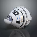 White Circular Spacecraft Module With Window Antenna And Technical Panel Details 3d model