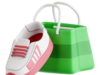 Football Shoes Shopping Bag Cartoon Football Shoes Cartoon Shopping Bag 3d model