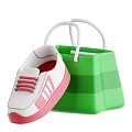 Football Shoes Shopping Bag Cartoon Football Shoes Cartoon Shopping Bag 3d model