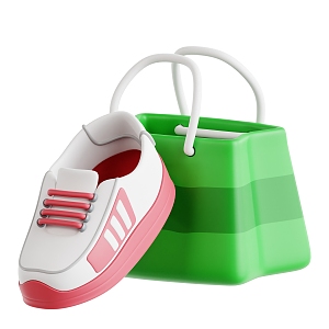 Football Shoes Shopping Bag Cartoon Football Shoes Cartoon Shopping Bag 3d model