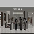 Modern Clothing Store with Window Display and Mannequins Showcasing Fashion Outfits and Interior Design