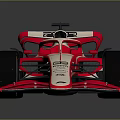 Red and White Formula 1 Racing Car with Streamlined Body and Large Wheels 3d model