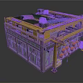 Industrial Equipment Module With Yellow Frame Piping System Crane Orange Tanks And Metal Panels