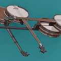 Vintage Crossed Banjos Musical Instruments Display On Blue Background With Classic Design