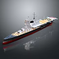 Detailed Battleship Model With Gray Deck Turret Mast And Red Hull