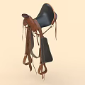 Practical Leather Saddle Featuring Black Seat Brown Leather Parts Hanging Straps And Accessories