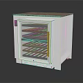 Modern White Refrigerator Freezer Featuring Clear Glass Door and Brown Countertop