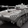 Detailed Military Wheeled Armored Vehicle With Cannon Camouflage Paint And Multiple Wheels