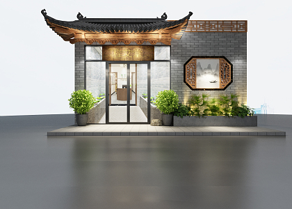 New Chinese Style Door Head Shop Door Head 3d model