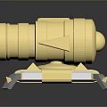 Golden Weapon with Cannon Barrel Design on Decorative Shiny Base and Detailed Metallic Structure