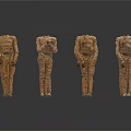Multiple Standing Human Figure Sculptures With Brown Textured Surface And Various Poses 3d model