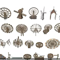 Handmade Wooden Paper Garden Decor Items With Ferris Wheel Windmill House And Tower