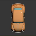 Vintage Orange Beetle Car Featuring Blue Windows And Red Wheels On Black Surface