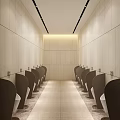 Public Toilet Interior Design With Modern Washbasins Mirrors Lighting And Clean Corridor