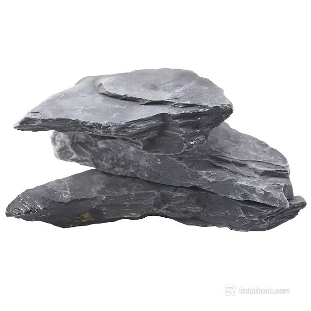 Natural Garden Ornament With Stacked Slate Stones For Outdoor Decor 3d model 